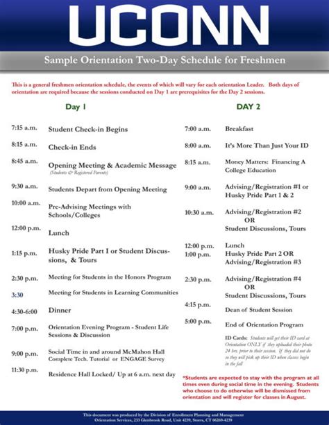 BYU Freshman Orientation Schedule