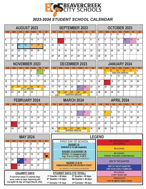 Beavercreek Schools Calendar Organization