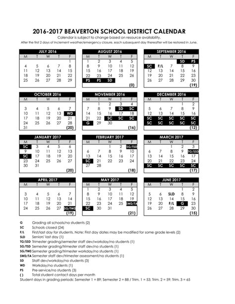 Beaverton Schools Calendar Image 10