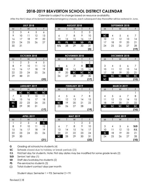 Beaverton Schools Calendar Image 6