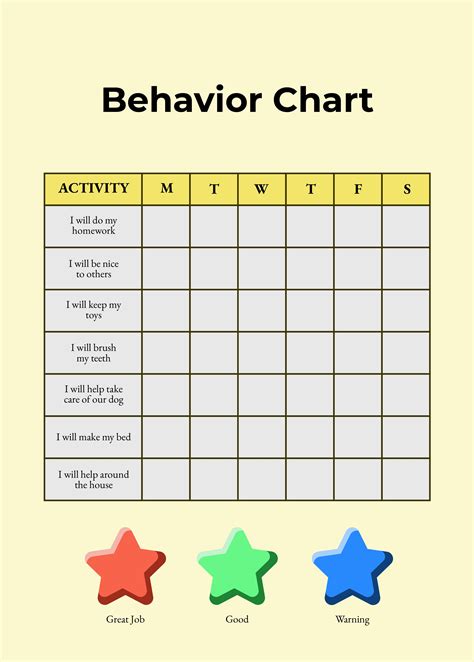 Printable behavior chart templates for download