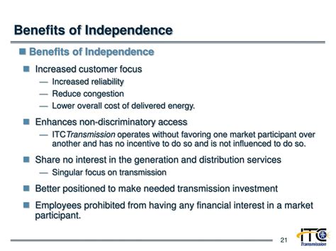 Benefits of Independence