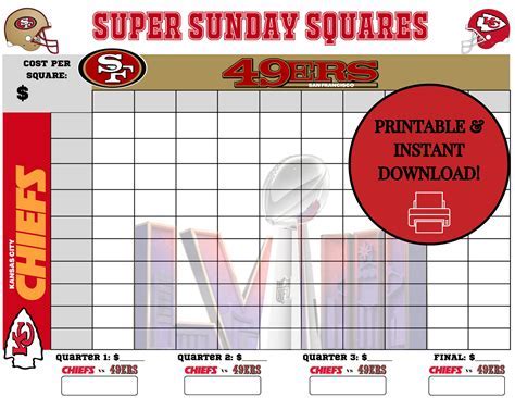 Benefits of Using a Super Bowl Squares Printable Template