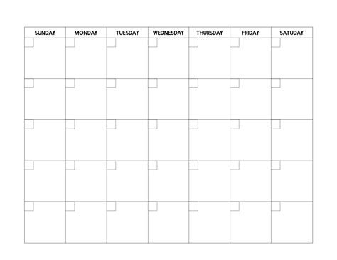 Blank Calendar Template Design