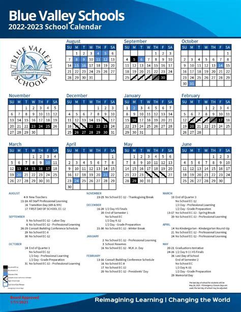 Blue Valley Calendar Features