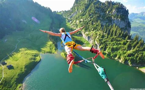 Bungee Jumper Experiencing the Adrenaline Rush