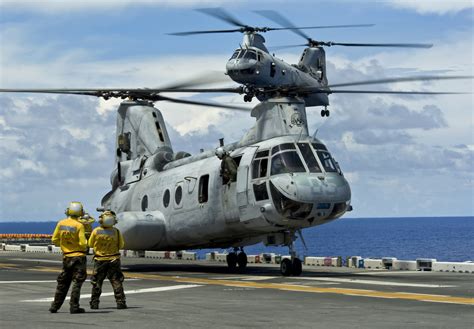 CH-46 Sea Knight Helicopter offshore oil platform support