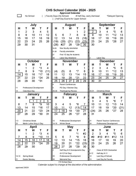 CHS Calendar Academic Success