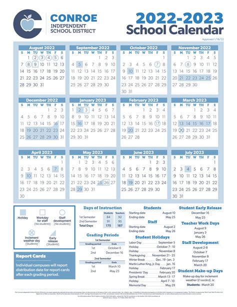 CISD School Calendar Components