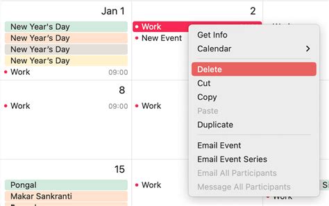 Calendar Event Deletion