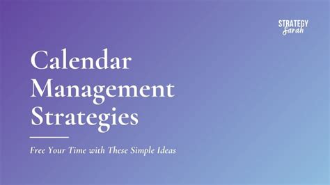 Calendar Management Strategies for BPS