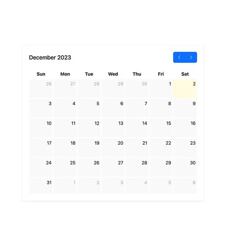 Calendar Widget Example