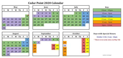 Cedar Point Events Calendar