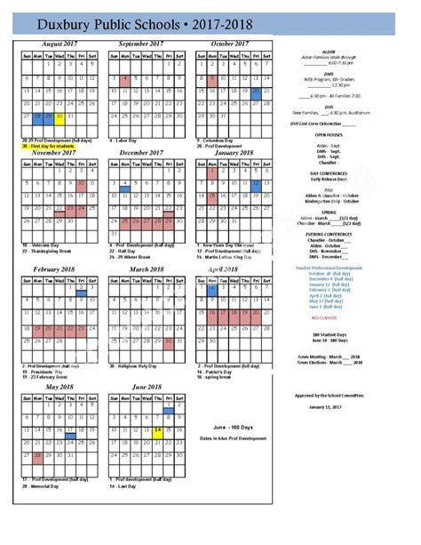 Chandler District School Calendar