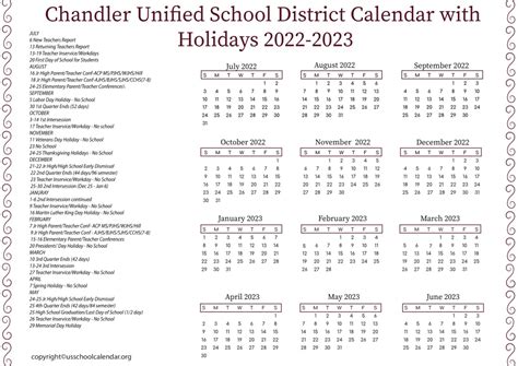 Chandler District School Calendar Holidays