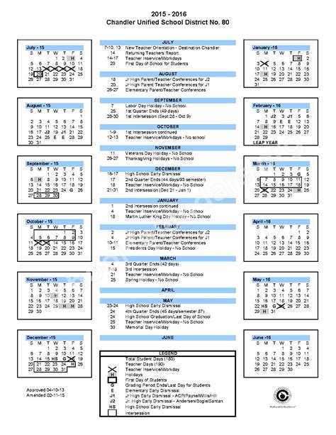 Chandler USD Calendar