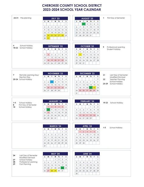 Cherokee County School Calendar