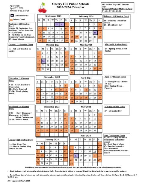 Cherry Hill Public Schools Calendar