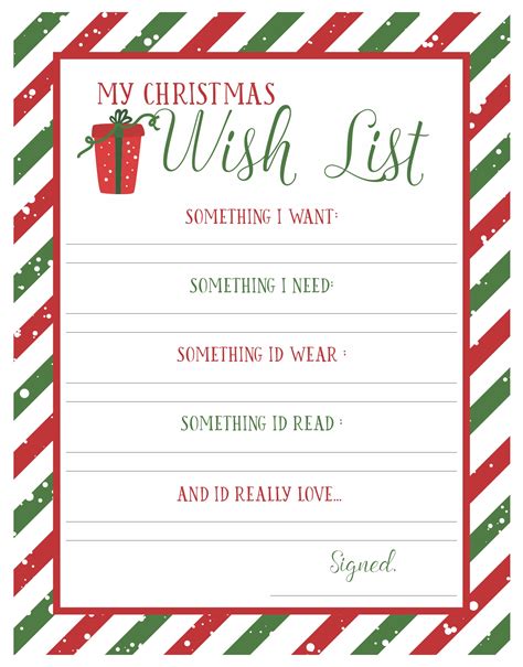 Christmas Gift List Template