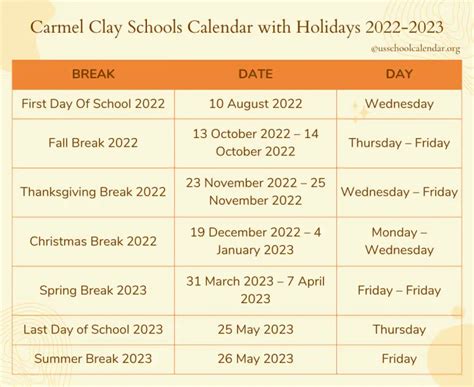 Clay Schools Calendar Parental Involvement