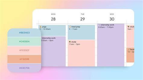 Colorful Google Calendar Designs