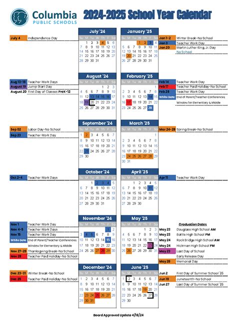 Columbia Schools Calendar Image 3