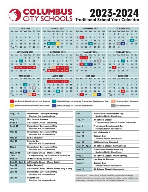 Columbus Schools Calendar Benefits