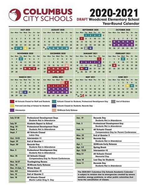 Columbus Schools Calendar Image 8