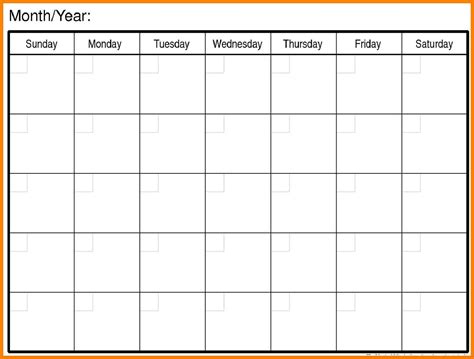 Common Uses For Blank Calendar Printable Template