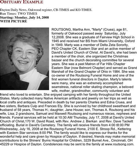 Cooke-Campbell Obituaries Example 3