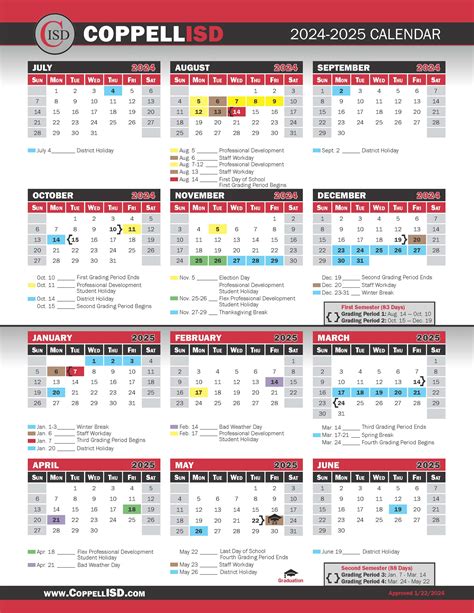 Coppell ISD Calendar Image 1