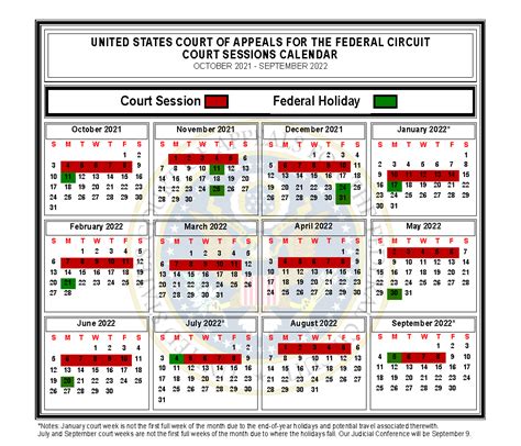 Description of Court Calendar