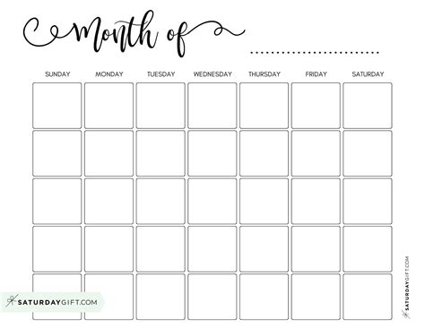 Cute Blank Calendar Template