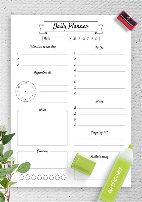 Description of Daily Planner Printables