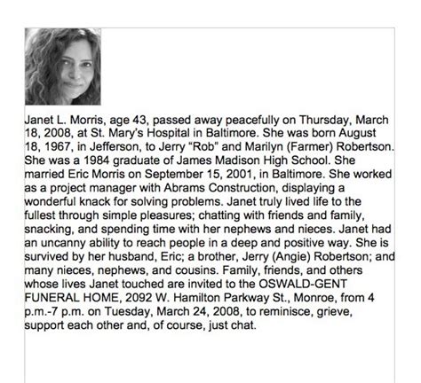 Davis Obituaries Example 7