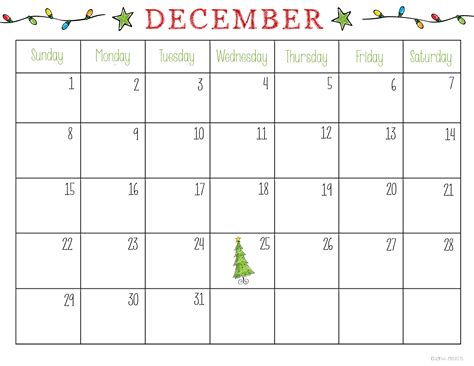 December Printable Calendar Templates