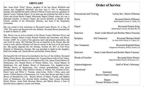 Delaware Obituary Examples