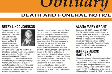 Denver Obituaries Example