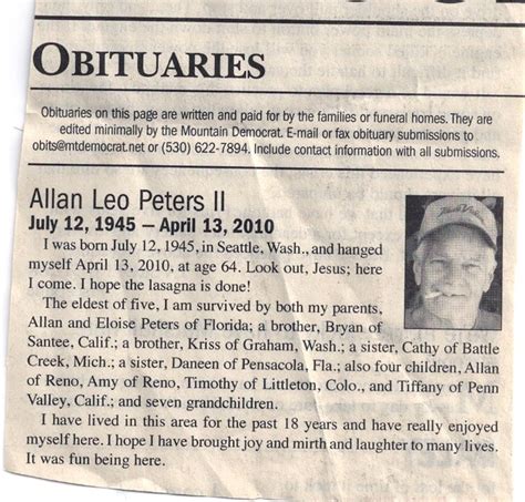 Denver Obituary Examples