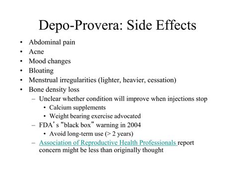 Side Effects of Depo Provera