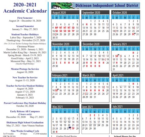 Dickinson Isd Academic Calendar