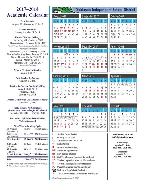 Dickinson Isd School Calendar Of Events