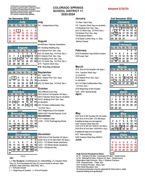 District 11 Calendar Features