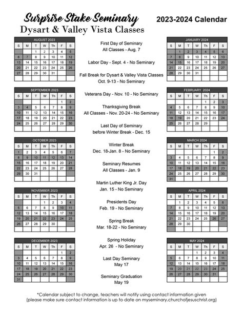 Dysart School Calendar Features