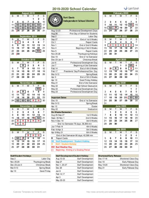 EASD School District Calendar Layout