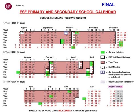 ESF Academic Calendar Image 2