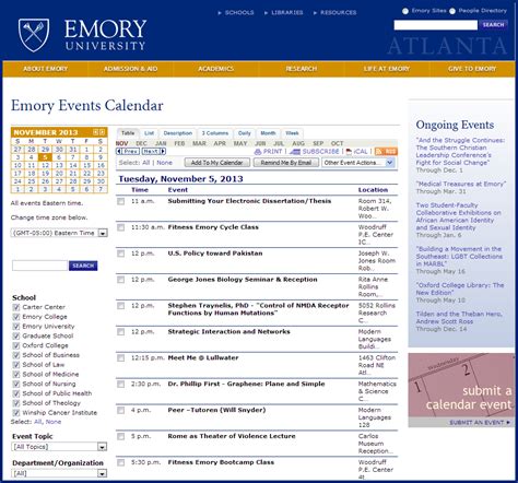 Emory University Academic Calendar