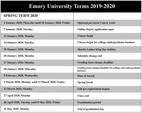 Emory University Holiday Calendar