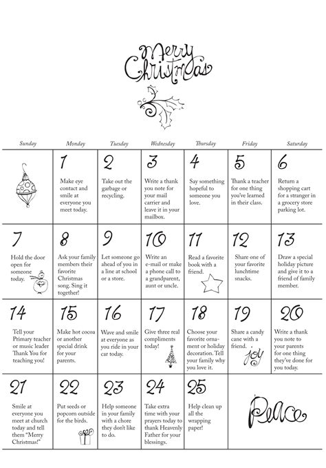 Examples of Christmas Calendar Sayings