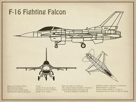 F-16 Falcon Technical Drawings